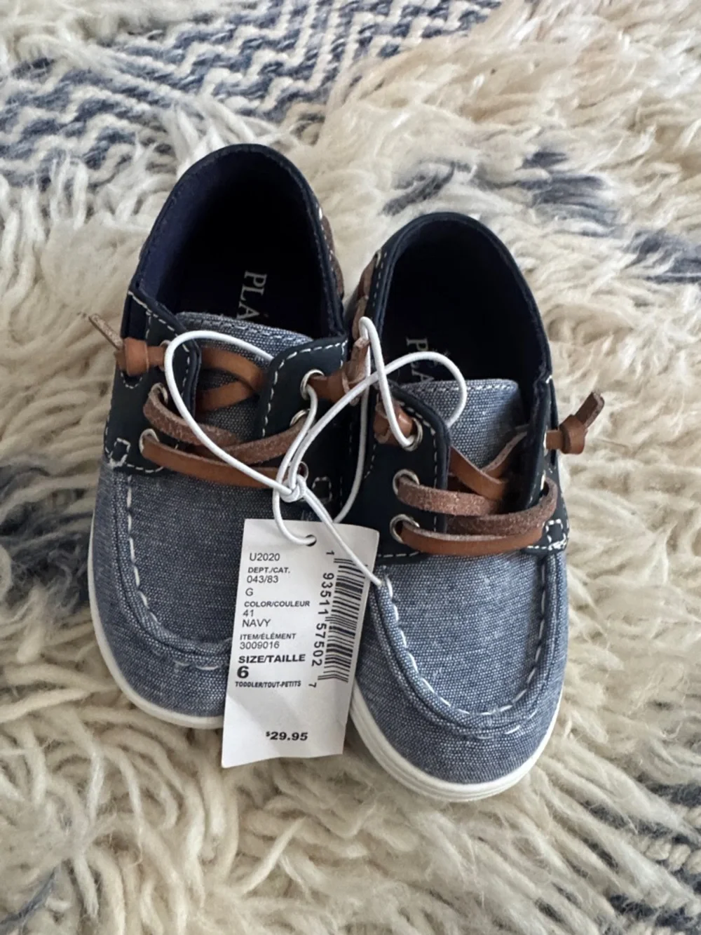 Place Kids Navy Denim Moccasins with Brown Laces